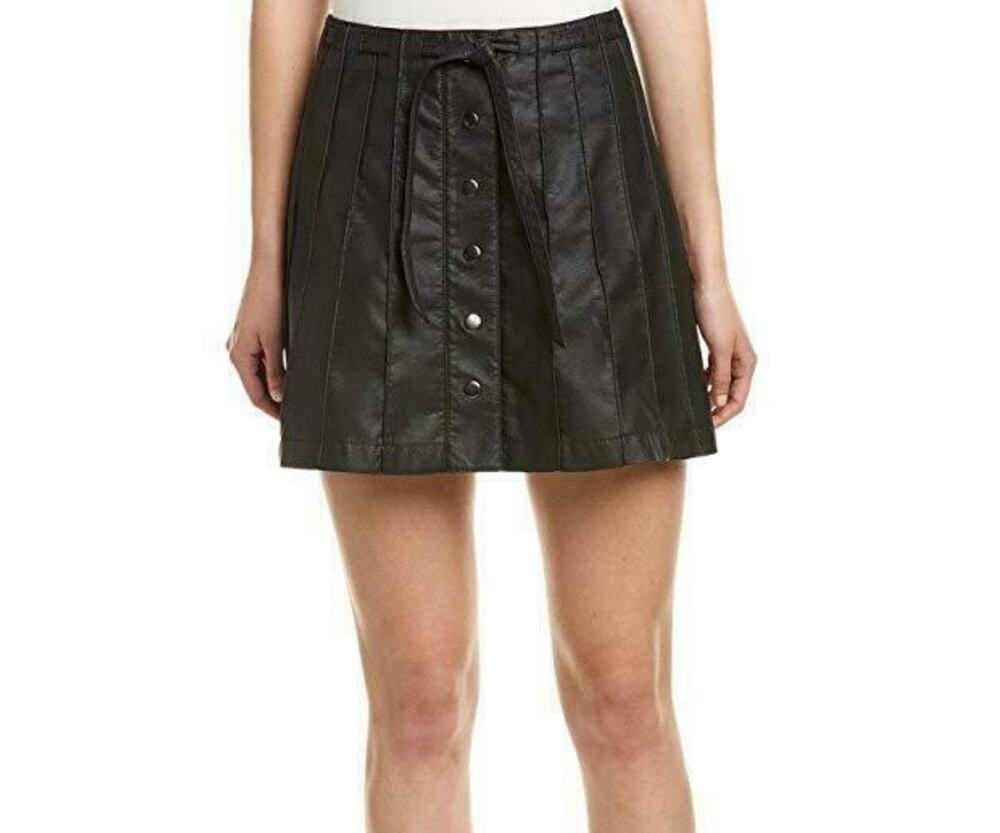 (SALE 5/$25) Free People Black Vegan Leather Mini Skirt